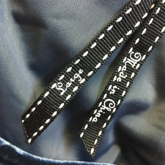 Frock Shop Fit & Flare Dress Size L Womans Gray Blue Stretch Velvet Long Sleeve - Picture 10 of 16